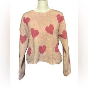 SO Pink Heart Crew Neck Sweater